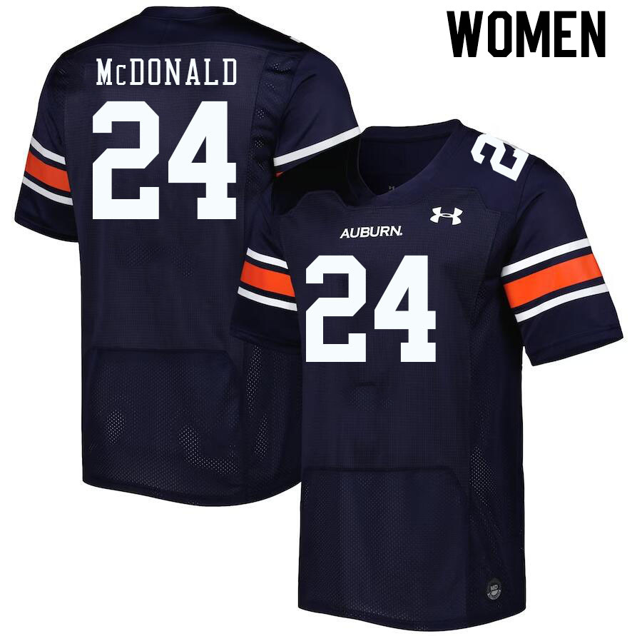 Women #24 Craig McDonald Auburn Tigers College Football Jerseys Stitched-Navy